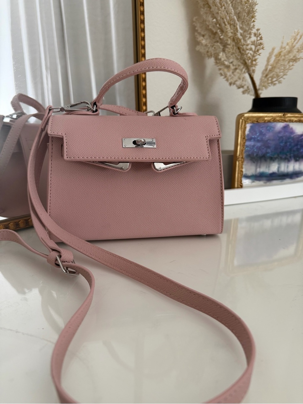 Classic Pink Top-Handle Crossbody Bag Kelly look a like